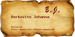 Berkovits Johanna névjegykártya